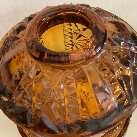 Indiana Glass Stars & Bars Amber Fairy Lamp - Picture 4 of 7